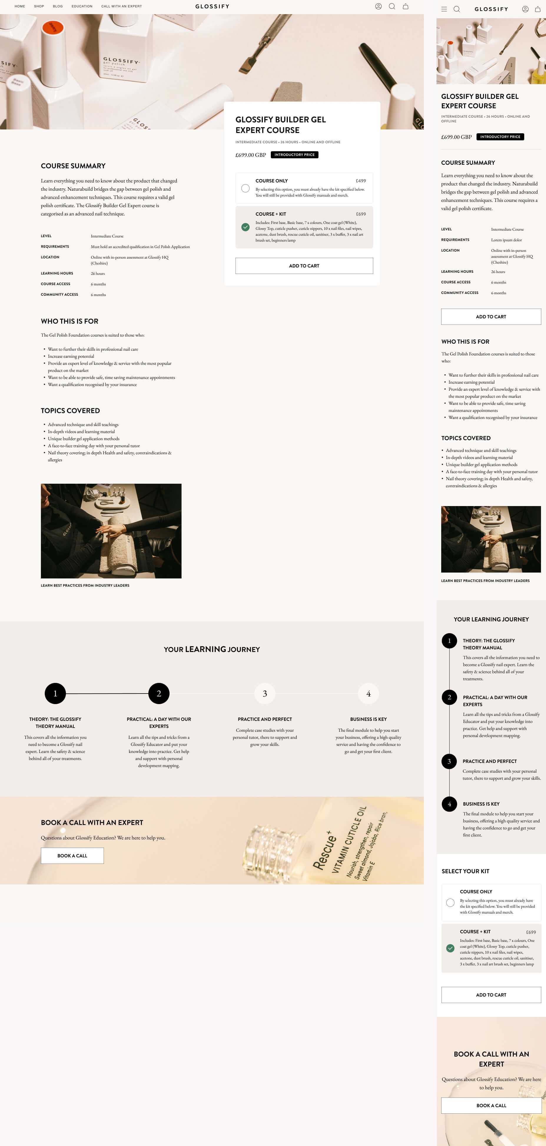 Screenshot of design for Glossify